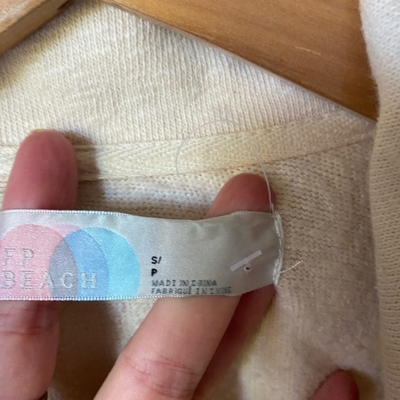 Free People Beach Women’s Blazer Jacket Cotten Blend Size S Cream - Picture 3 of 5